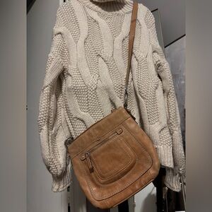 Stylish Danier Brown Leather Crossbody Bag